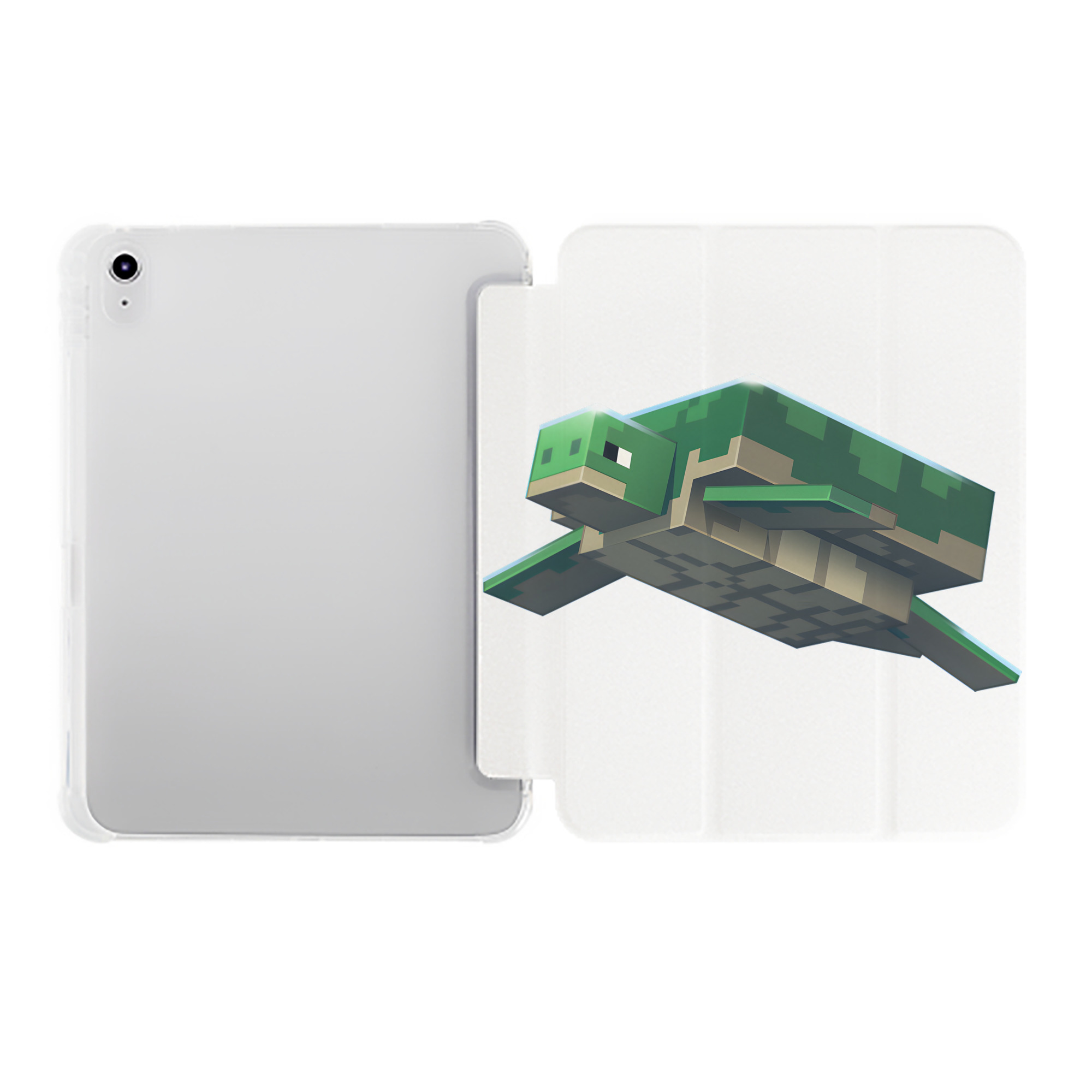 （画像用） マインクラフト ブロックの世界 Minecraft MC Block world IPad ケース ペン収納付き 三つ折りスタンド PUレザー×シリコン 対応機種9.5/10.5/10.9インチ